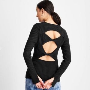 🖤 FUTURE COLLECTIVE Open Back Twist Pullover Knit Top | XS